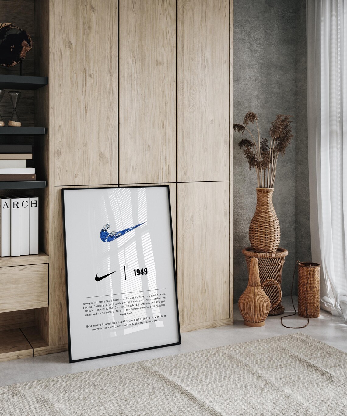 Nike 1949 Blue Wave Swoosh Vintage Brand Heritage Story Poster - Image 2