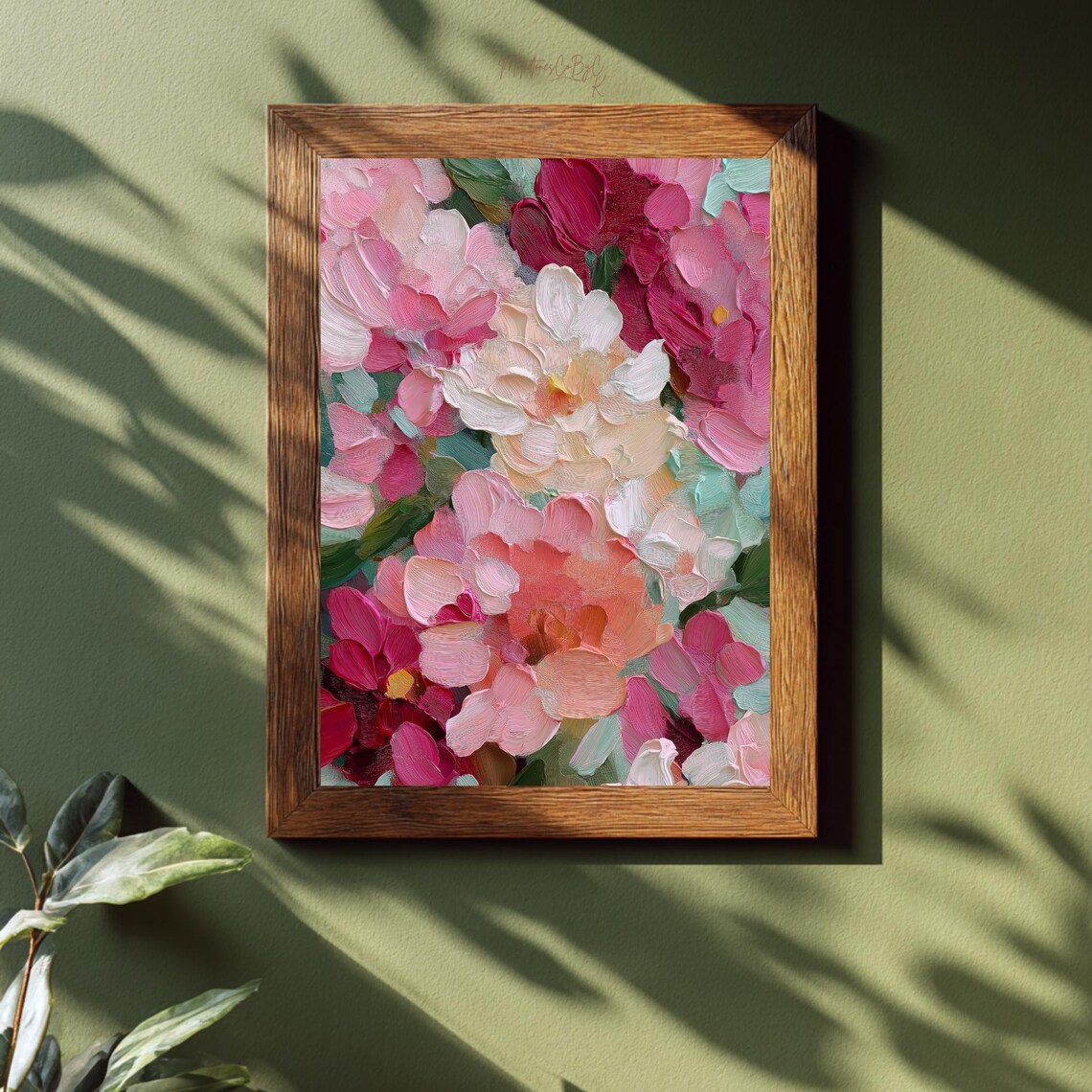 Full Bloom Pink And White Impasto Floral Oil Painting Art Print