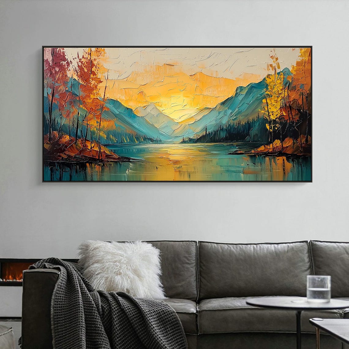 Golden Sunset Illuminating a Serene Autumn Mountain Lake Poster - Image 4
