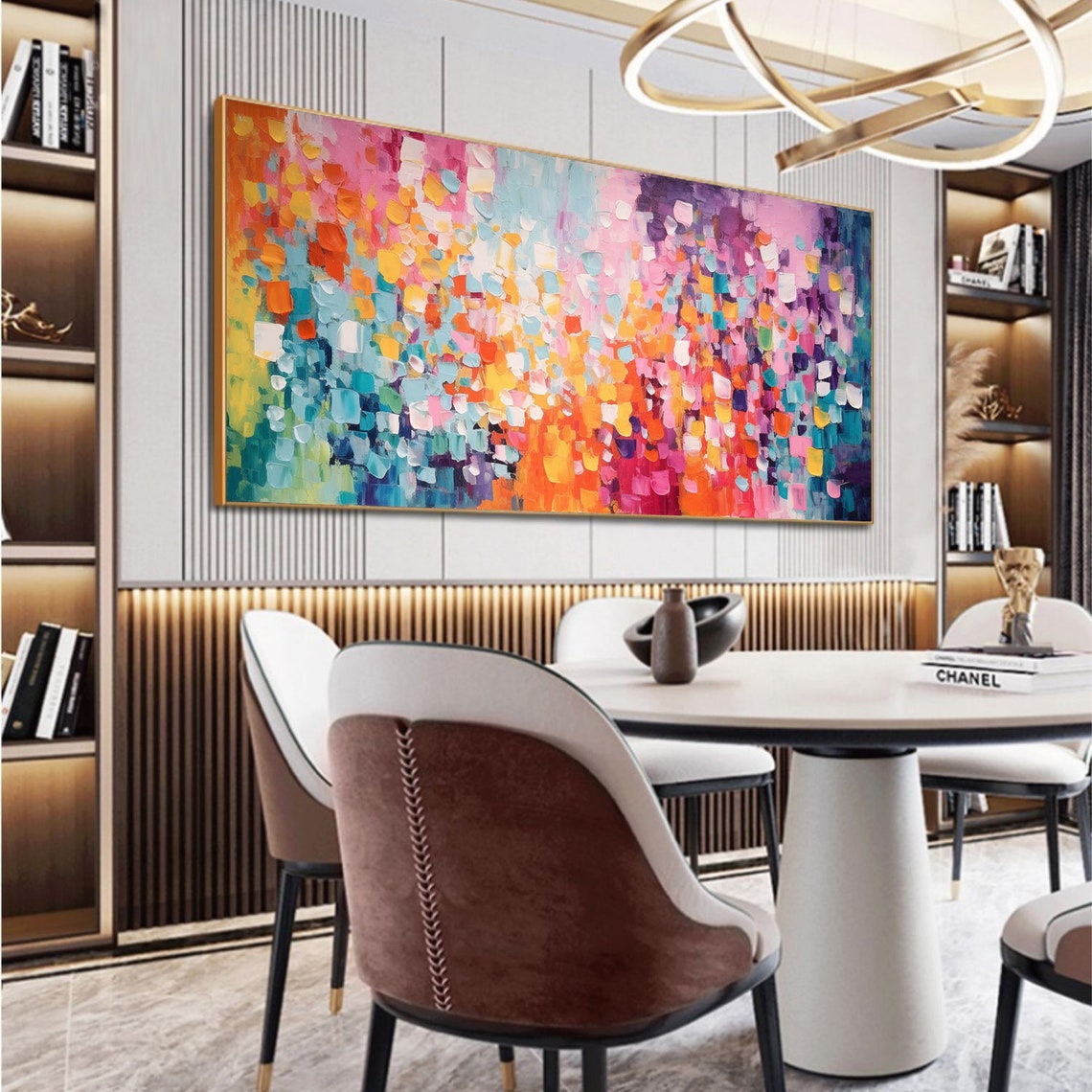 Colorful Mosaic Dabs Orange Glow Center Confetti Abstract Poster - Image 4