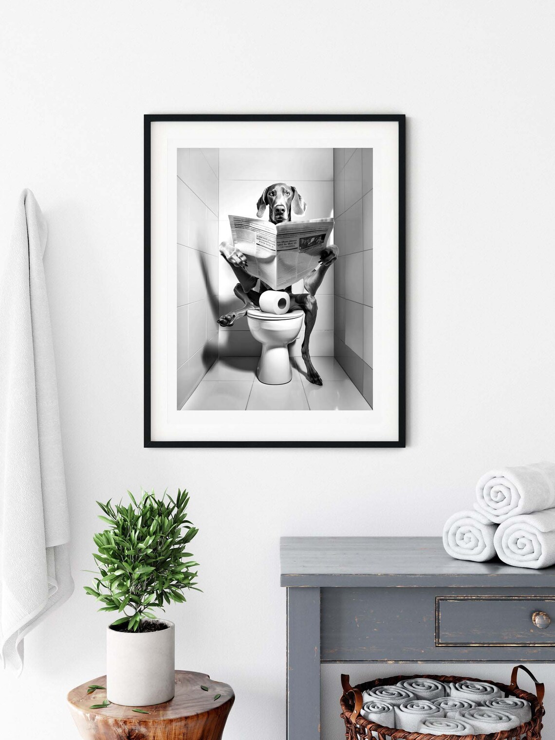 Weimaraner Bathroom Whimsy Animal Art Print - Image 3