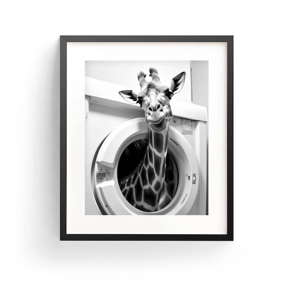 Giraffe Laundry Art Animal Laundry Funny Giraffe Art Cute Giraffe Print Laundry Room Decor Cute Animal Gift Wild Animal Decor Laundry Wall