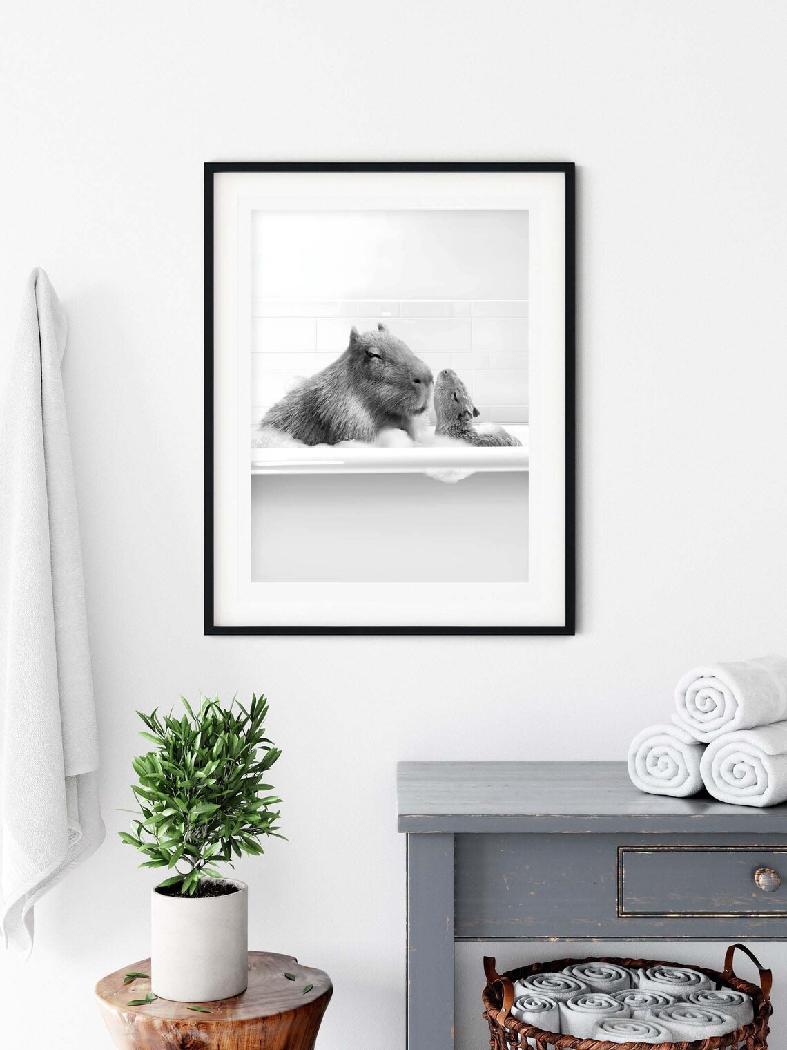 Capybara Family Bathroom Nursery Art Print - Image 2
