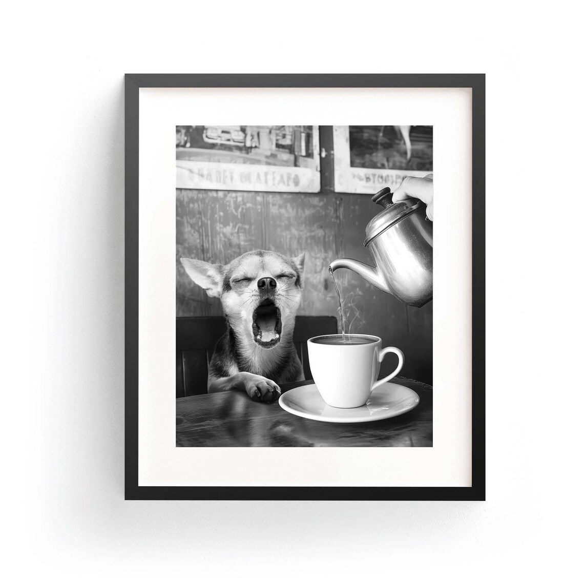 Vintage Yawning Chihuahua Poster, Funny Kitchen Decor