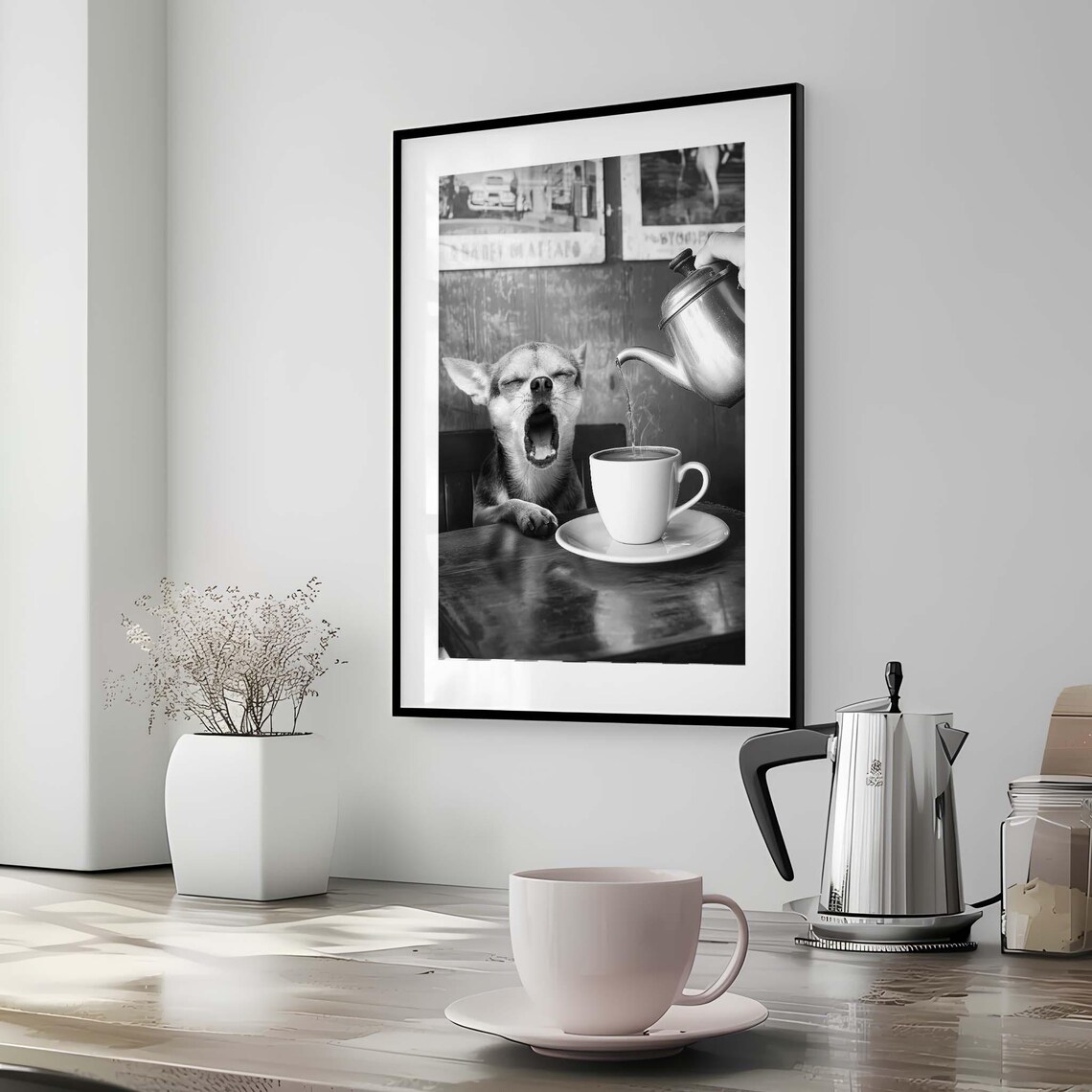 Vintage Yawning Chihuahua Poster, Funny Kitchen Decor - Image 3