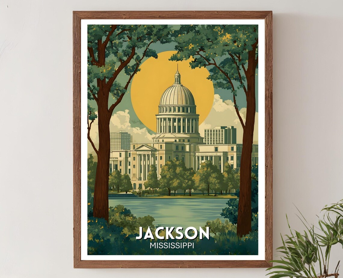 Jackson Travel Poster, Mississippi Vintage Poster Print