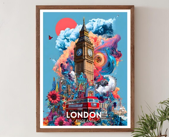 London Poster Print, Surreal Pop Art Travel