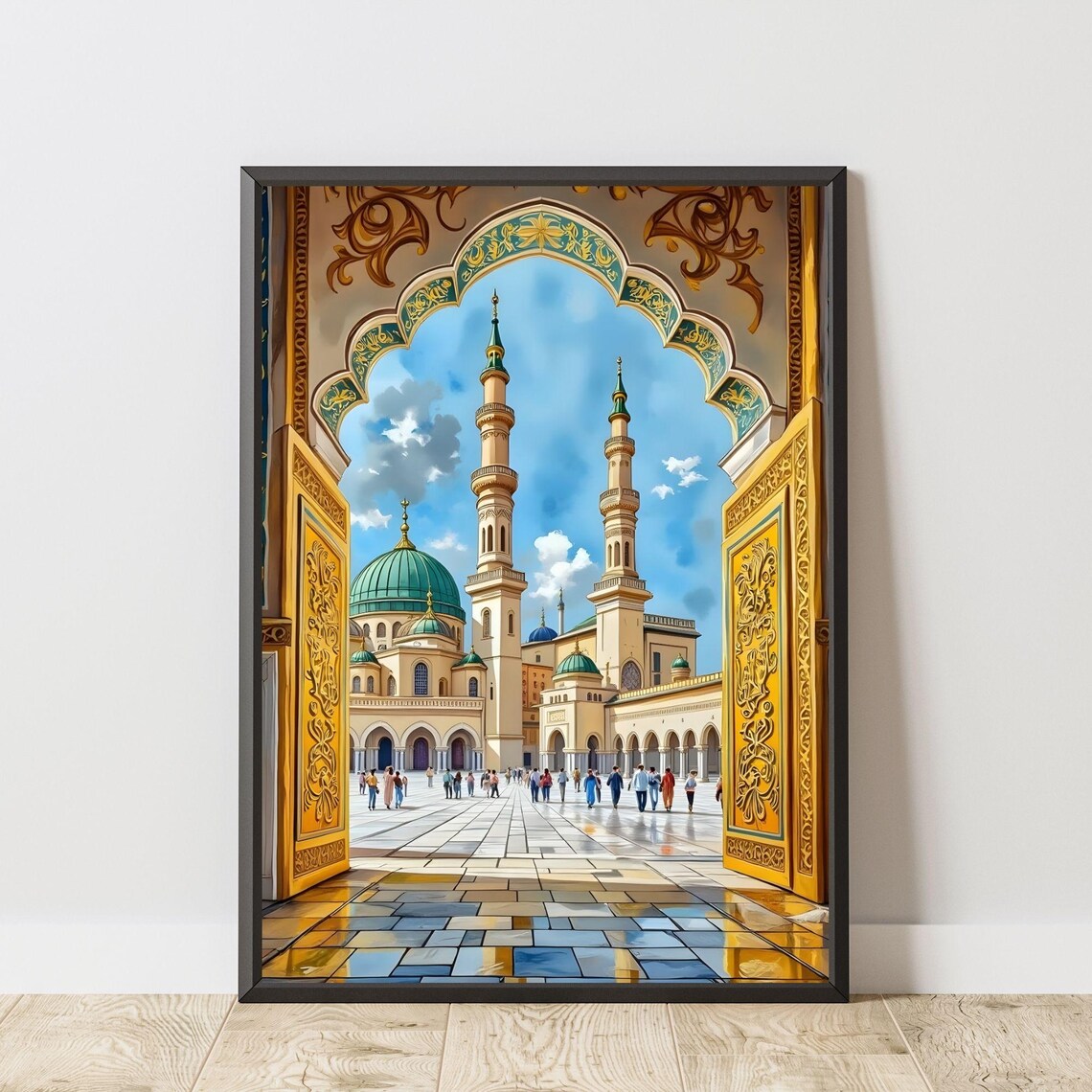 Al Masjid Nabawi Medina Mosque Golden Arch Islamic Art Poster
