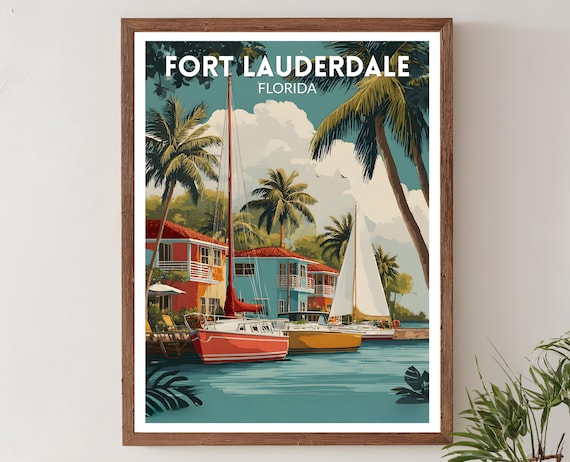 Fort Lauderdale Florida Retro Travel Poster