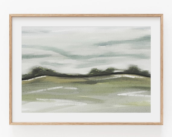 Watercolor Abstract Landscape, Minimalist Art Print