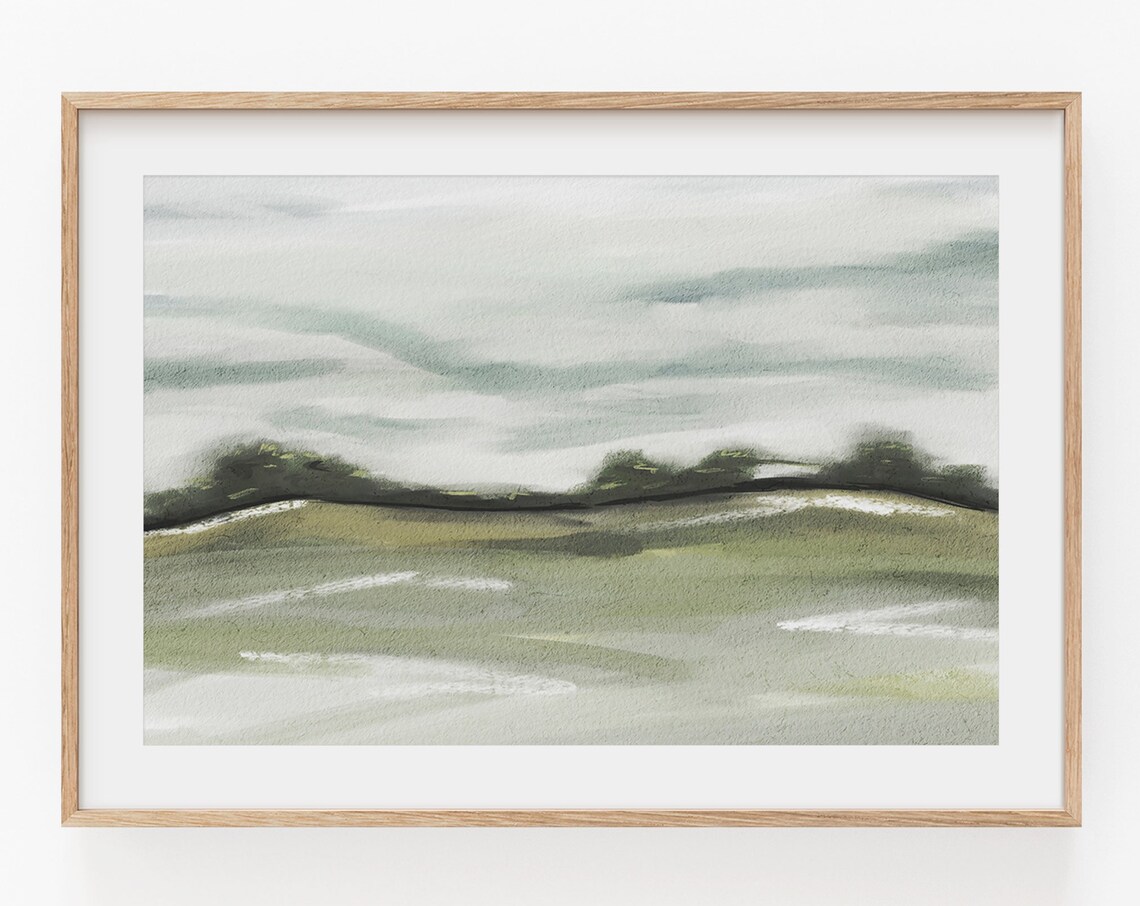 Watercolor Abstract Landscape, Minimalist Art Print