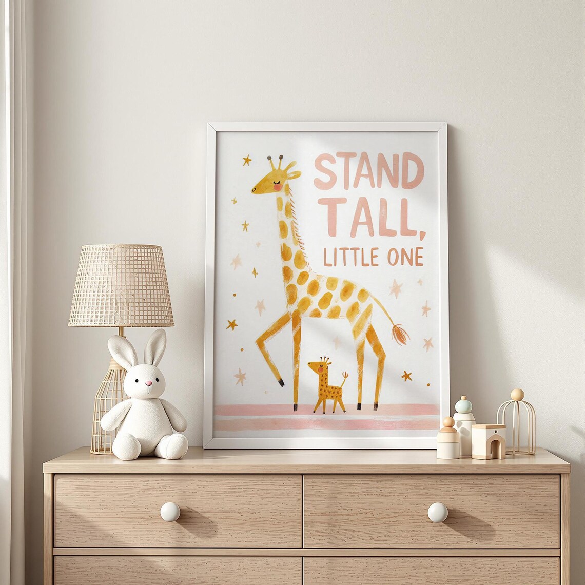 Stand Tall Little One Giraffe Mother And Baby Nursery Poster