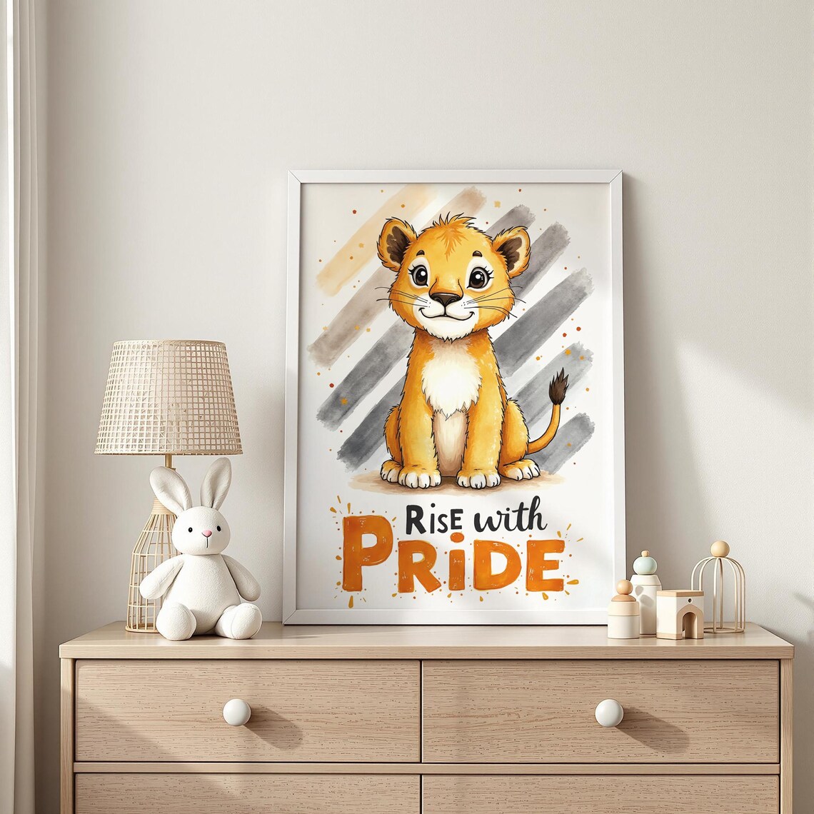 Rise With Pride Lion Cub Nursery Watercolor Quote Inspirational Poster