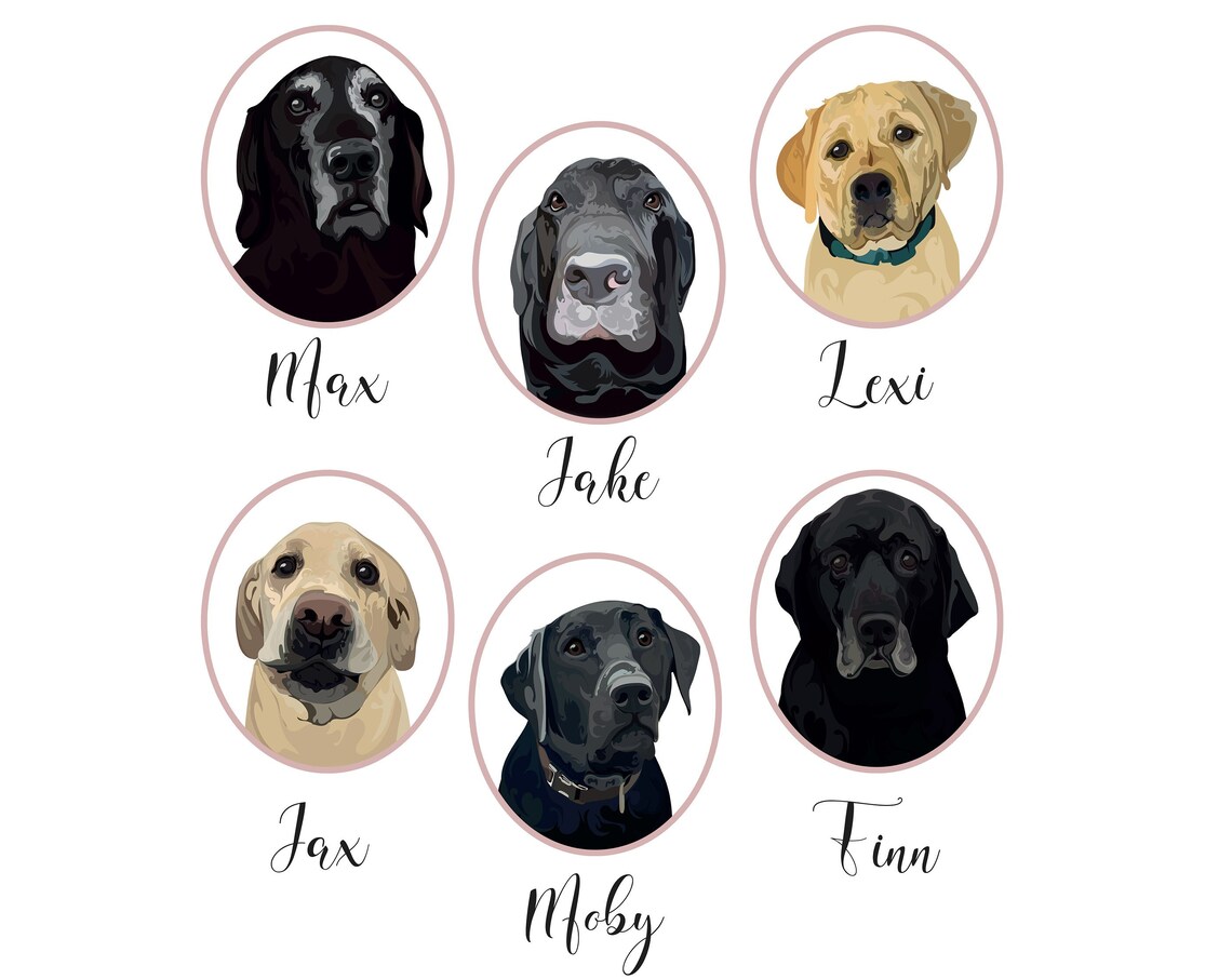 Pet Painting Of 6 Dog Peekaboo Custom Pet Portrait Pet Portrait Dog Memorial Portrait