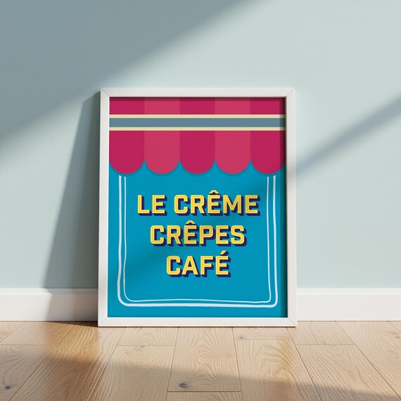 French Bistro Cafe Print Le Crme Crpes Retro Poster