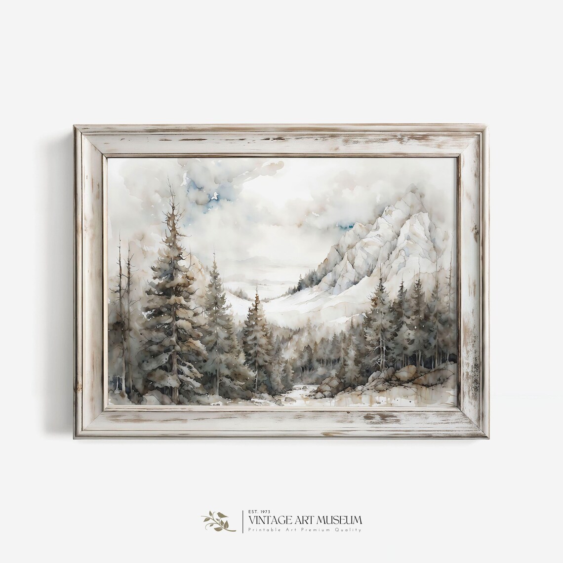 Winter Pine Forest Landscape Vintage Travel Poster