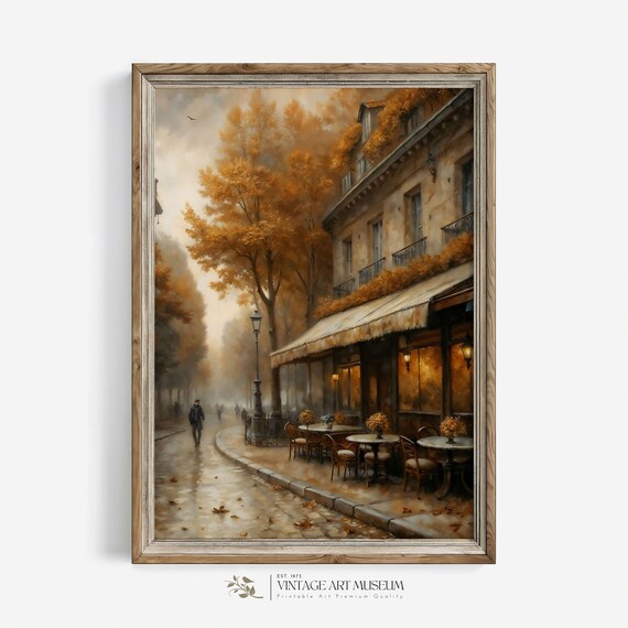 Vintage Cafe on Old Paris Street Art Print