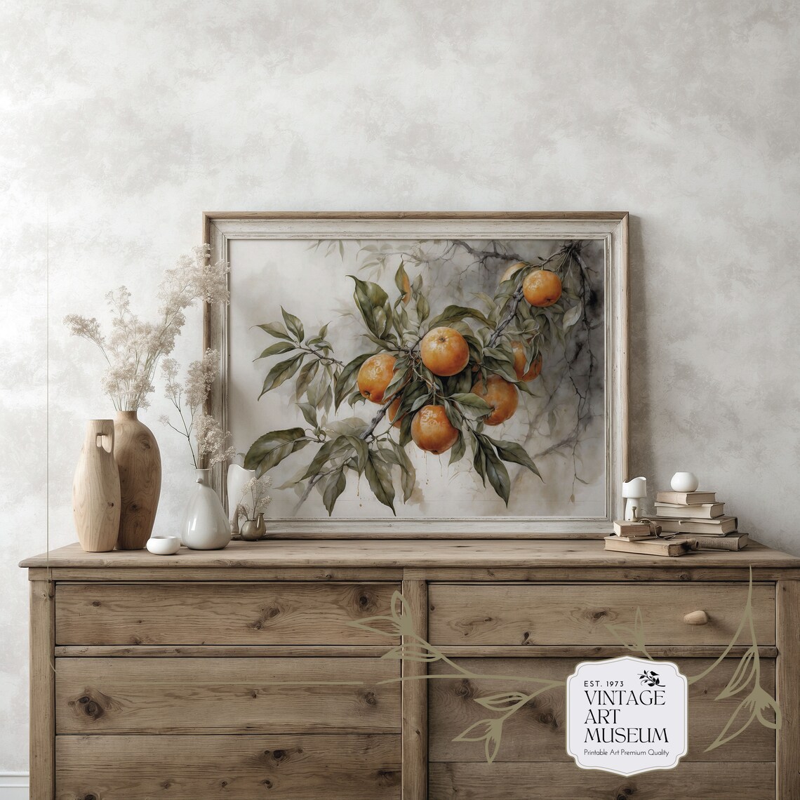 Tangerine Branch Still Life, Vintage Botanical Art Print - Image 3
