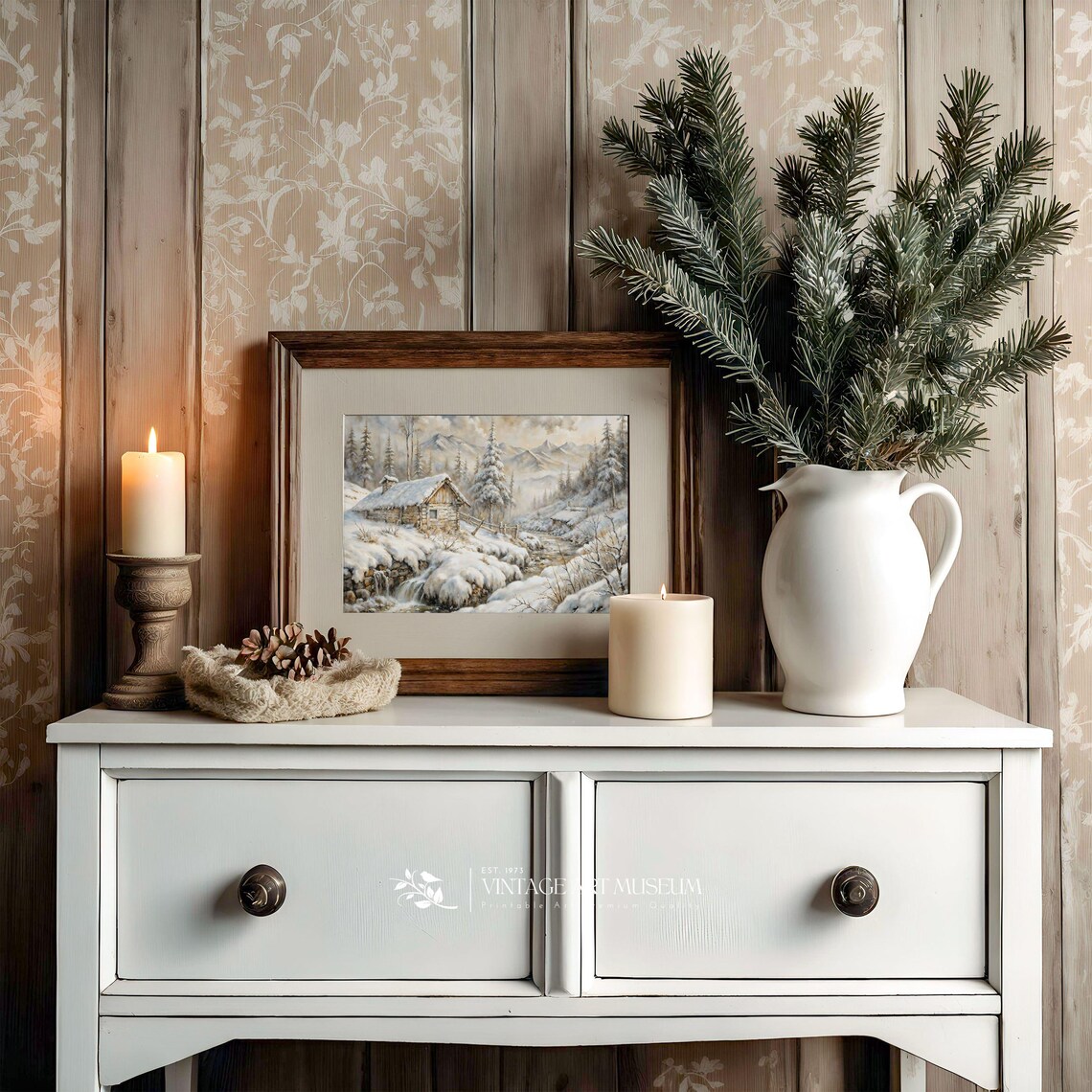 Vintage Winter Village In Norway Art Print - Image 3