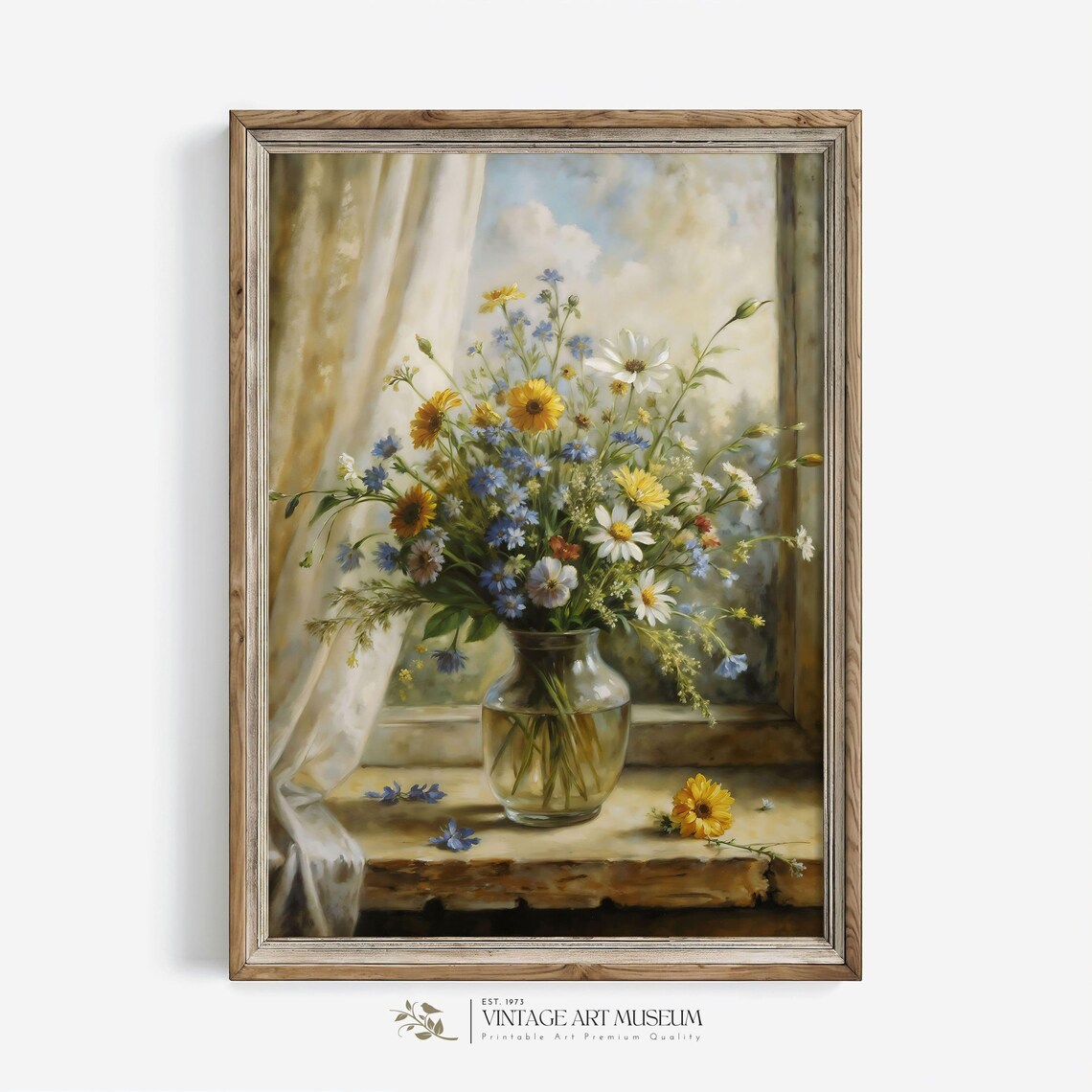 Spring Wildflowers Still Life Art Print, Vintage Floral