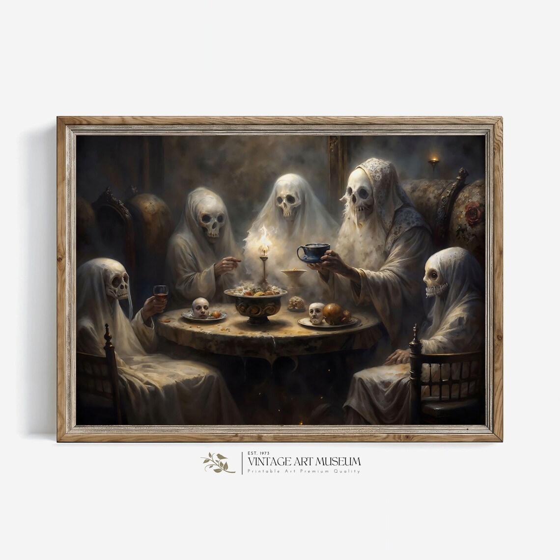 Ghost Tea Party Spooky Halloween Skeleton Ghosts Vintage Style Wall Art