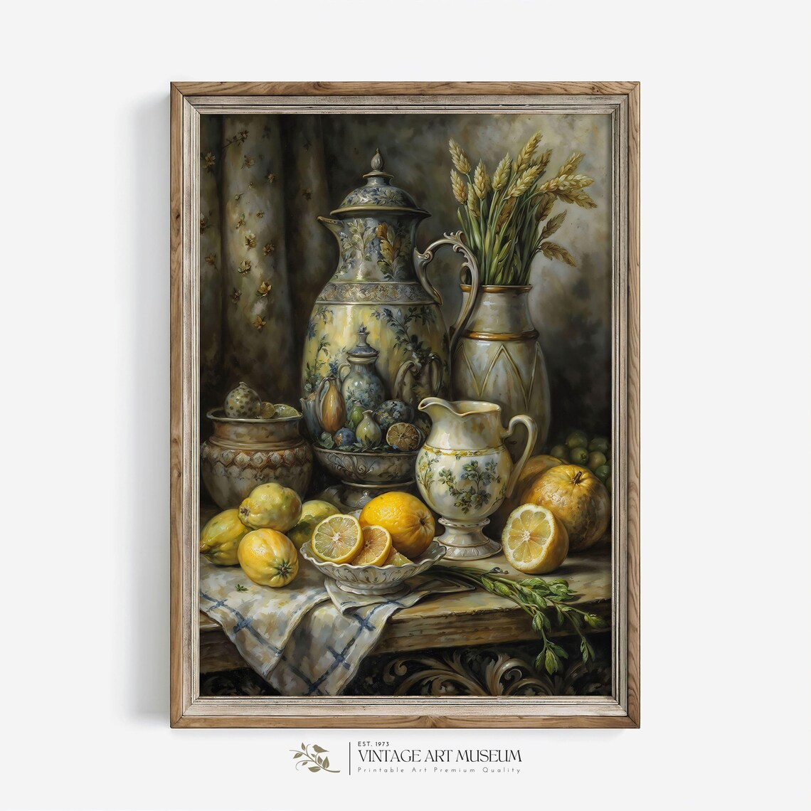 Vintage Ceramic Jug Still Life Art Print, French Country