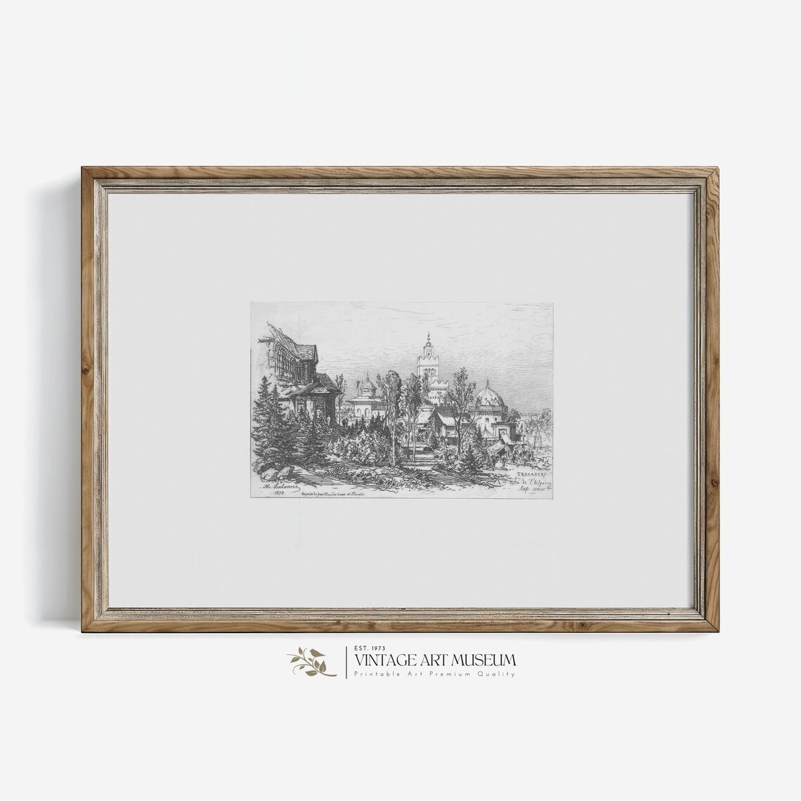 Paris Vintage Cityscape Sketch, Travel Poster