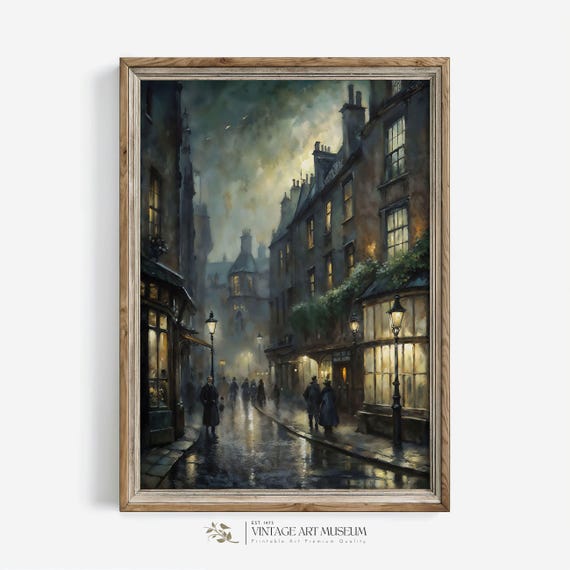 Night In Old London England Dark Art Poster