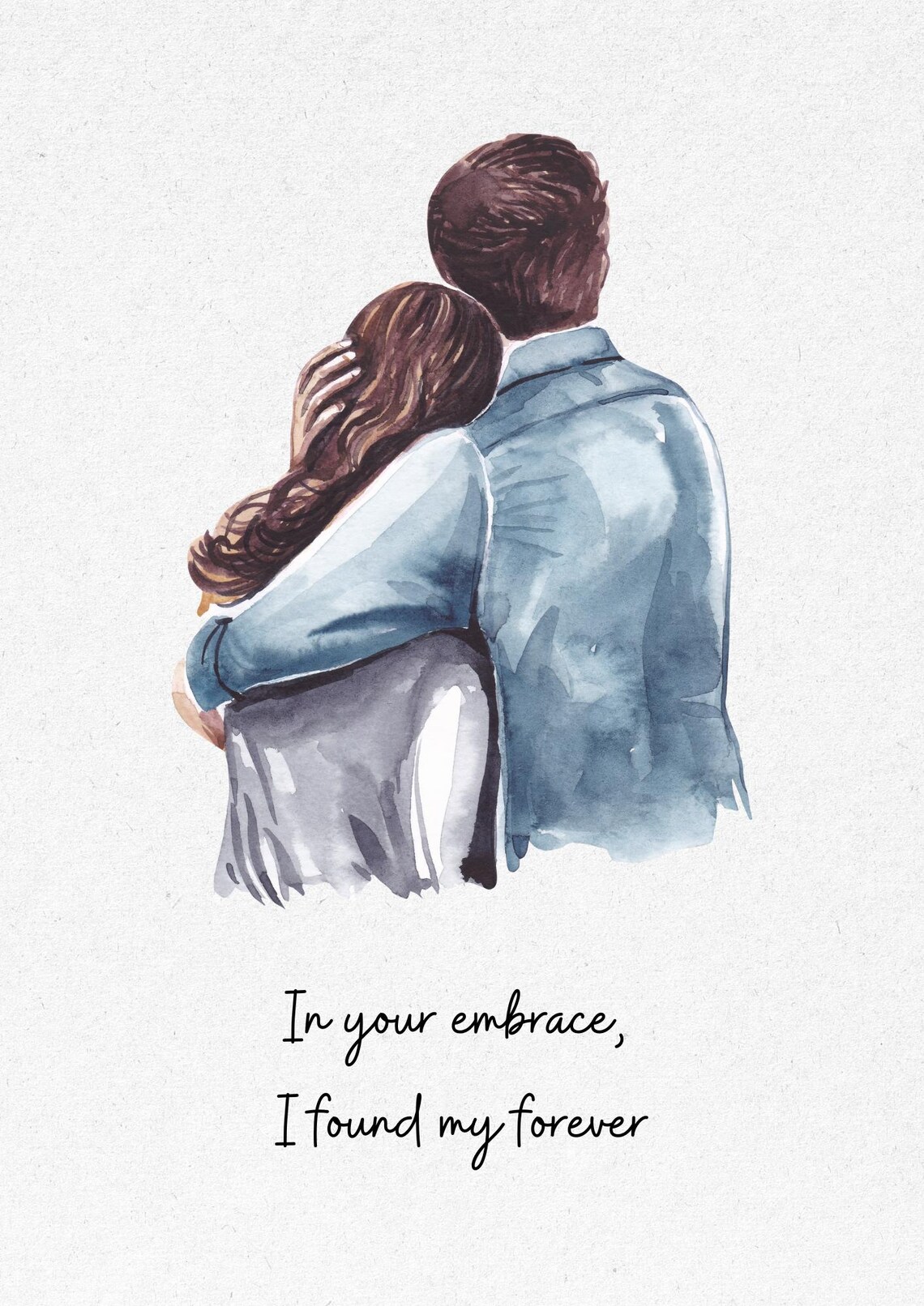 In Your Embrace I Found My Forever Watercolor Couple Love Poster - Image 2