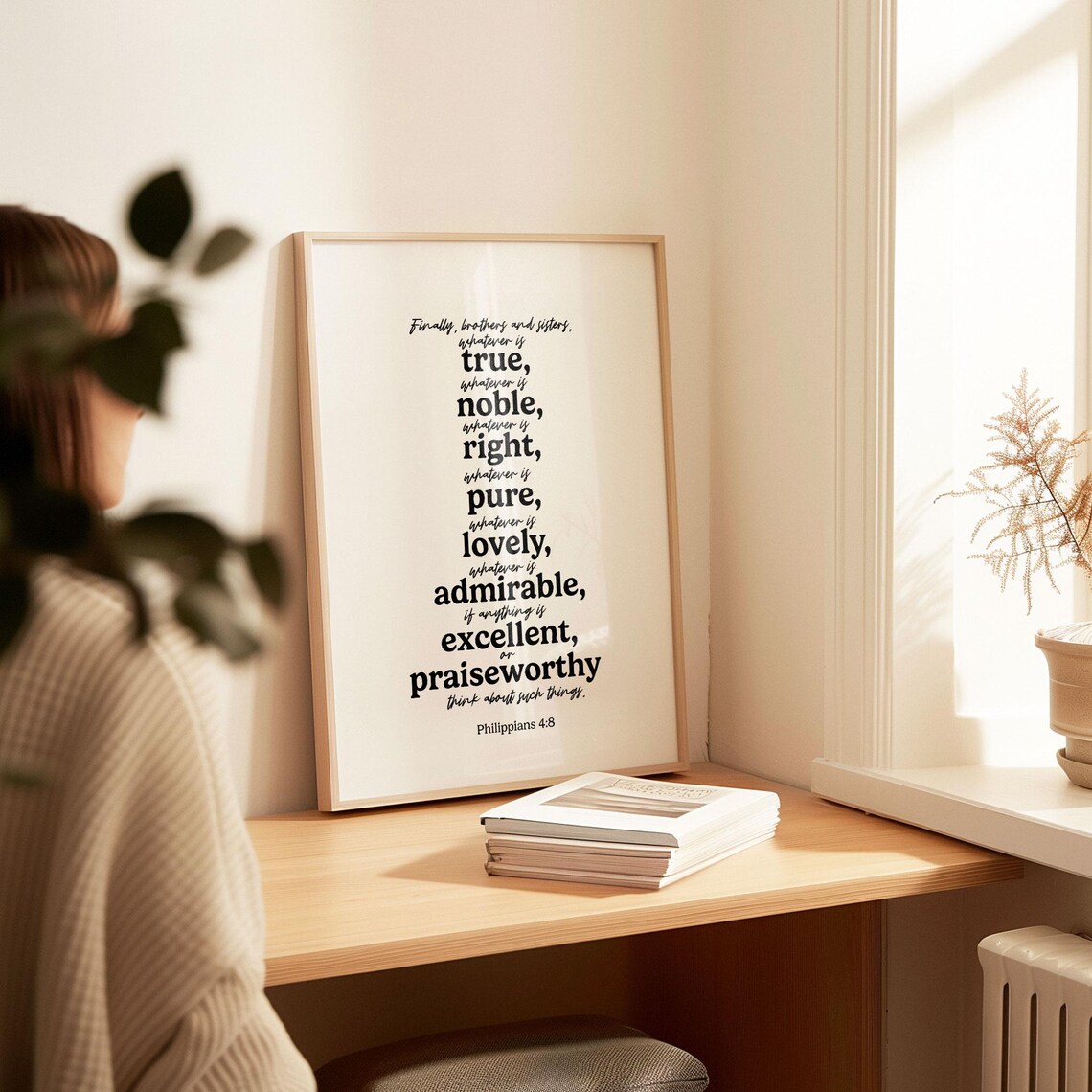 Philippians 4 8 Whatever Is True Noble Right Pure Mixed Typography Poster - Image 5
