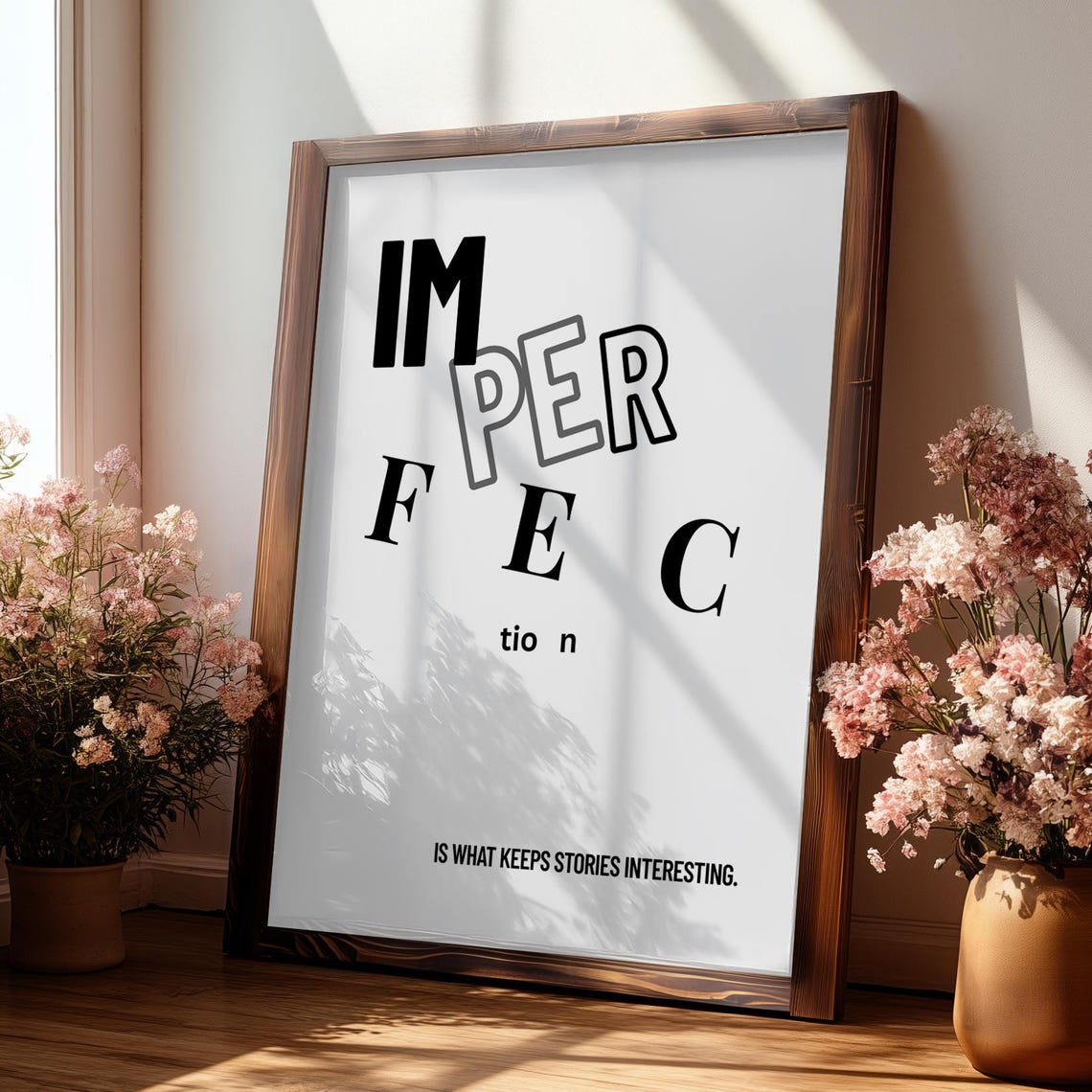 Imperfection Motivational Typography Print Maximalist Inspirational Wall Art Quote Office Gift