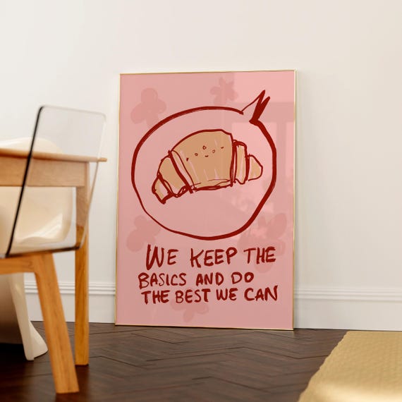 Croissant Print Cafe Poster Kitchen Prints Room Decor Wall Art Fine Coffee Bar Minimalist