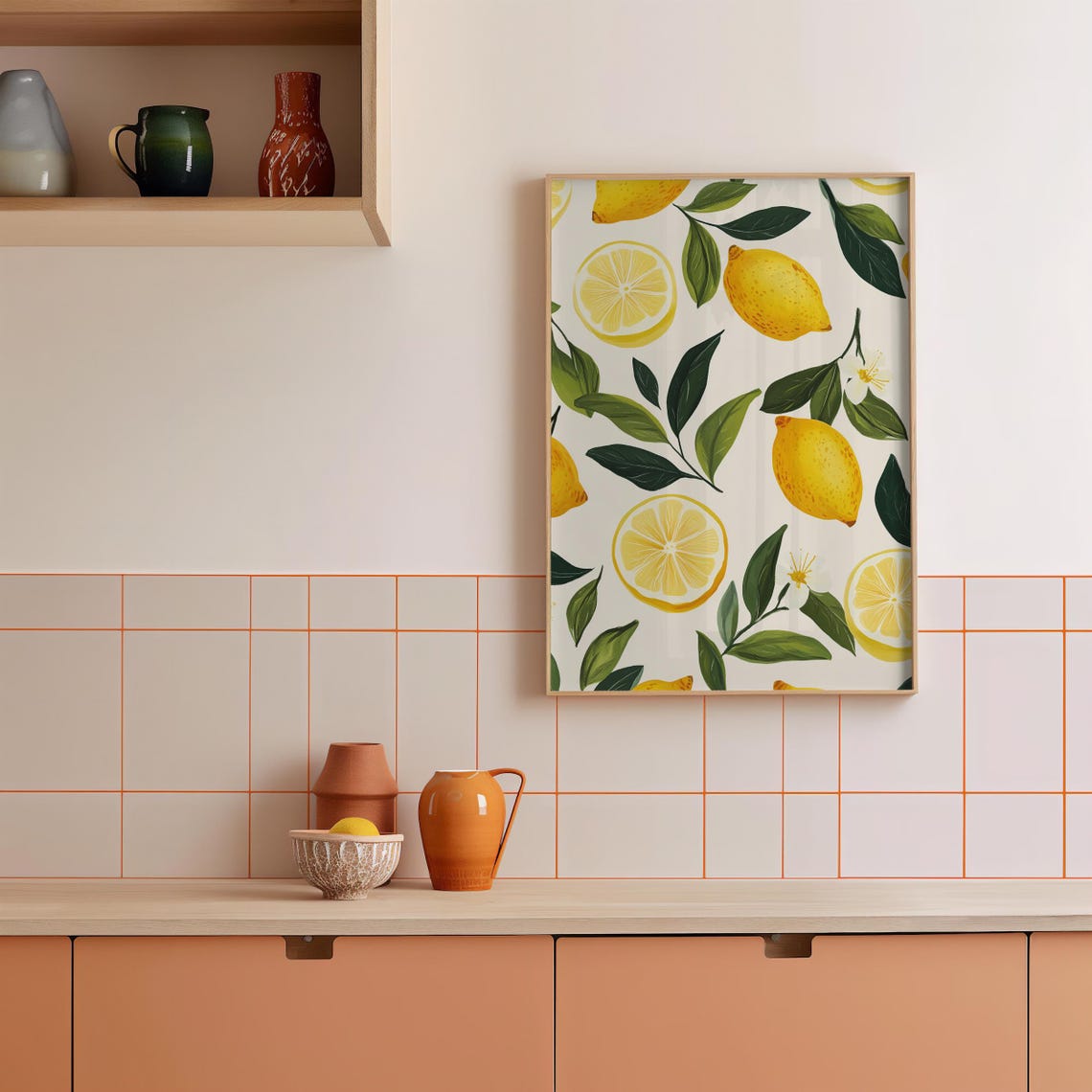Lemon Wall Art Poster Cute Prints Bright Kitchen Decor Fresh Print Room