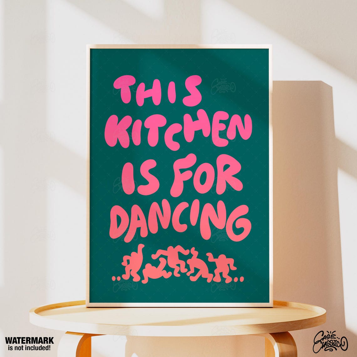 This Kitchen Is For Dancing Pink Letter Fun Quote Wall Poster