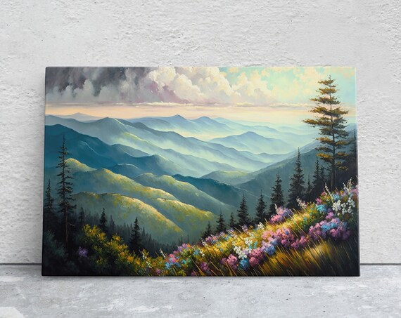 Great Smoky Mountains Oil-Painting Landscape Art Print