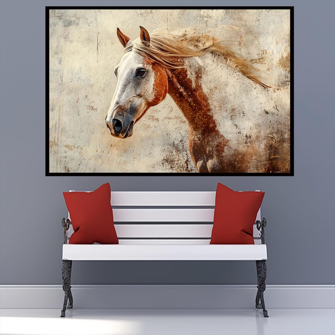 Vintage Rustic Horse Portrait Profile Equestrian Country Poster - Image 3