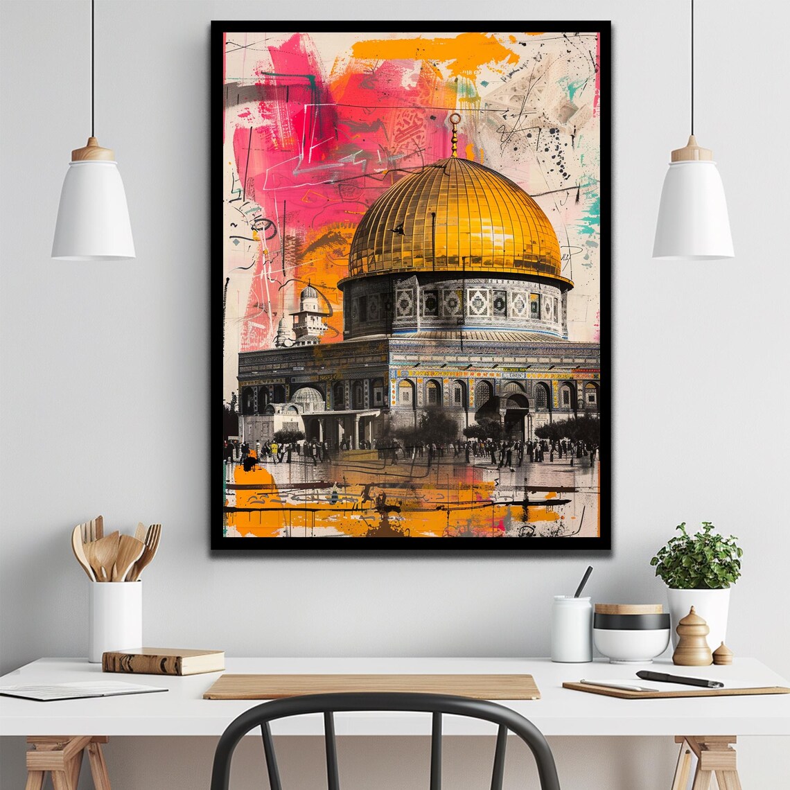Dome of the Rock Golden Shrine Street Urban Pop Art Style Poster - Image 2