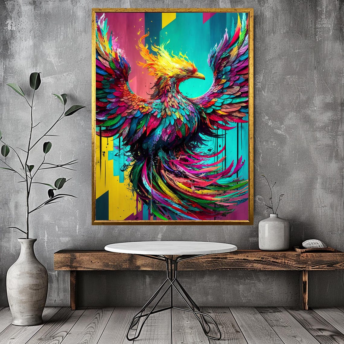 Rainbow Phoenix Bird Pop Art Colorful Mythology Fire Art Poster - Image 2