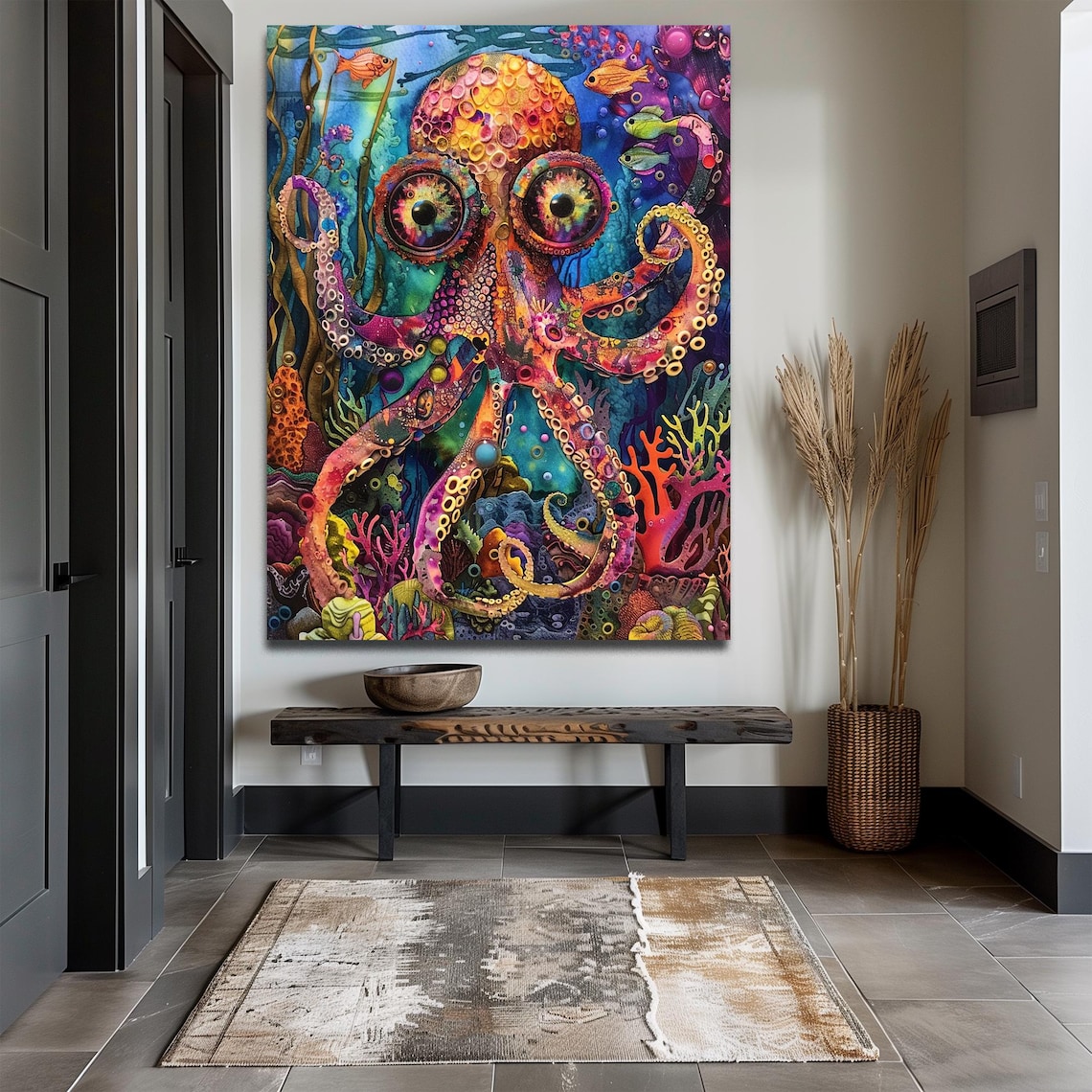 Octopus Abstract Fishing Graffiti Art Print - Image 2