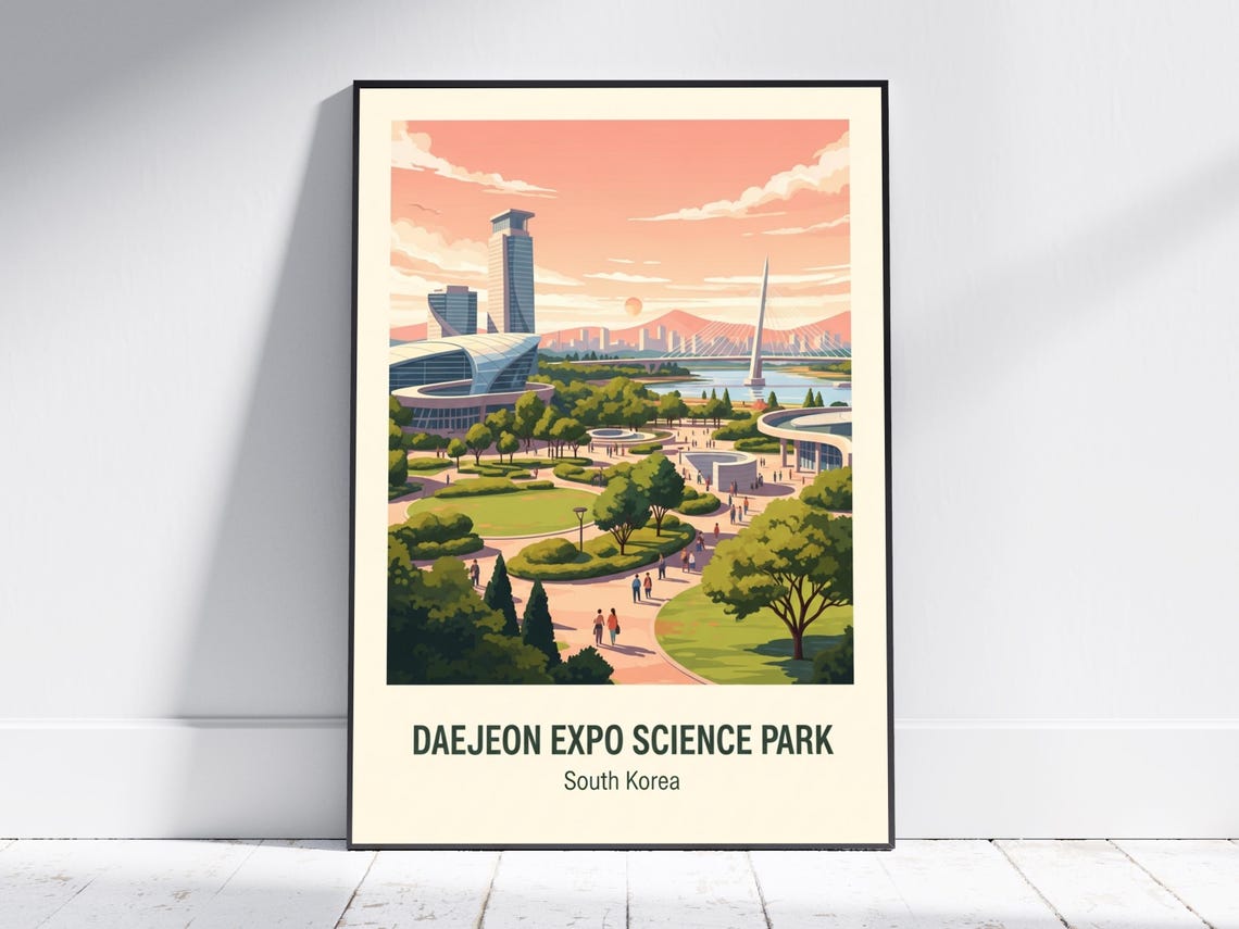 Daejeon Expo Science Park South Korea Modern Skyline Sunset Poster