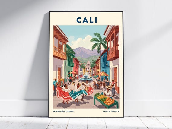 Cali Colombia Travel Poster Vintage Art Print Retro Wall For Home Decor Or Office Modern