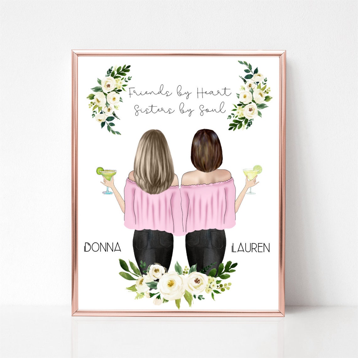 Friends By Heart Sisters By Soul Champagne Celebration Quote Poster - Image 2