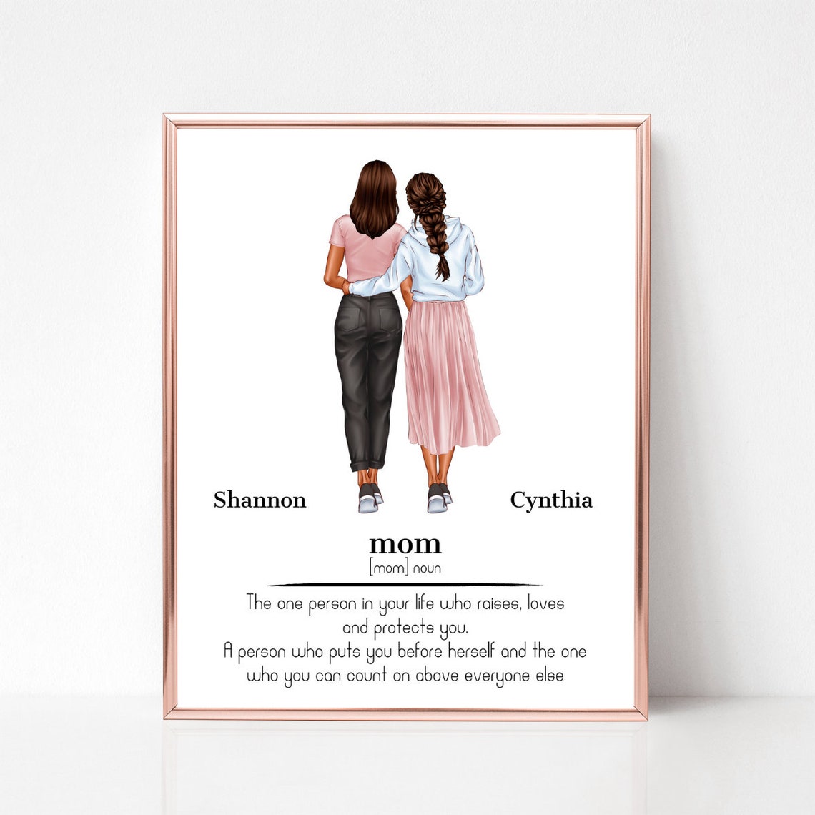 Mom Definition Noun Mother Daughter Walking Portrait Gift Poster - Image 2
