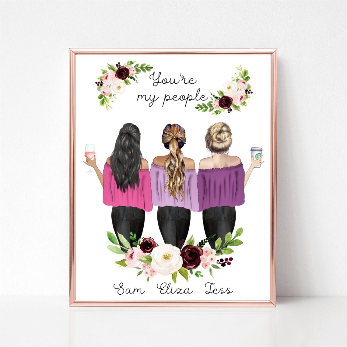 You're My People Three Best Friends Personalized Poster Gift for Her - Image 2