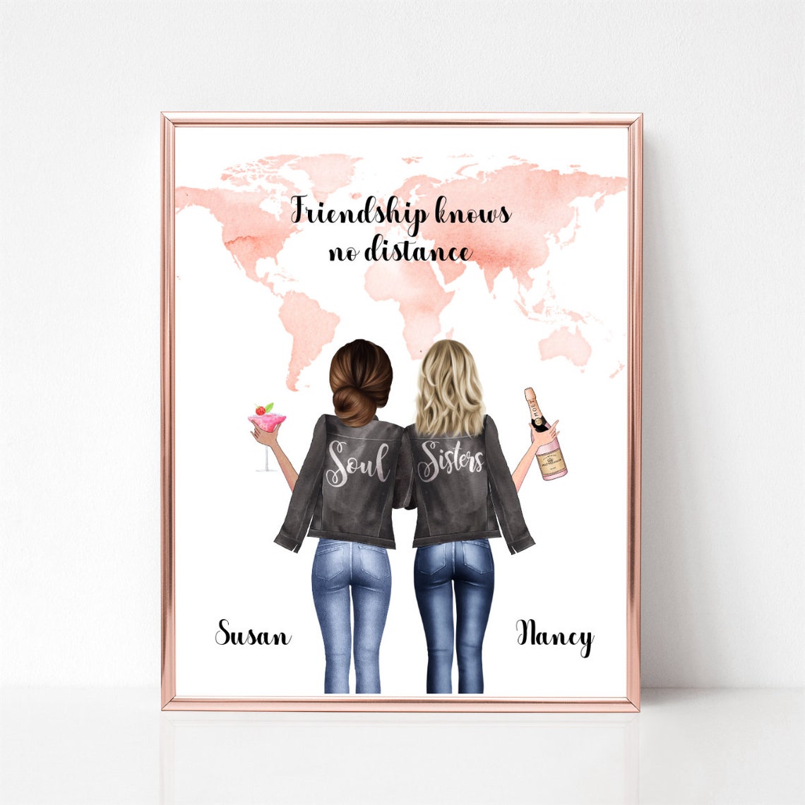 Soul Sisters Friendship Knows No Distance Leather Jacket Poster - Image 2