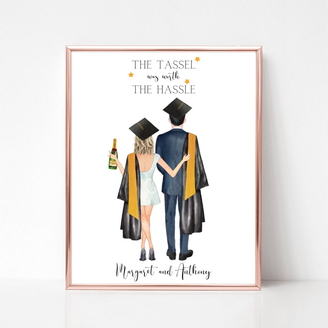 The Tassel Was Worth the Hassle Custom Graduation Couple Poster Art - Image 2
