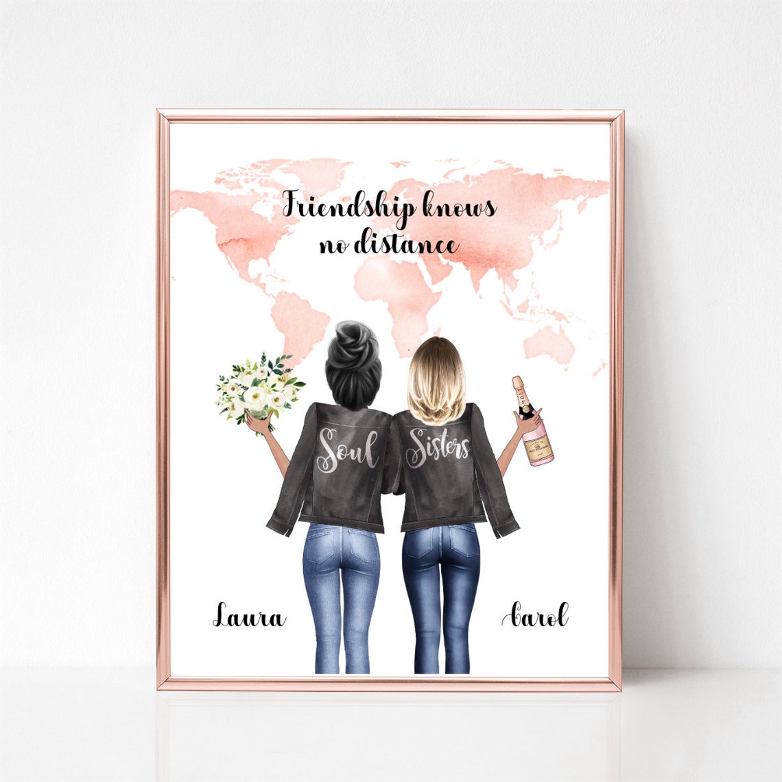 Soul Sisters Friendship Knows No Distance Leather Jacket Poster
