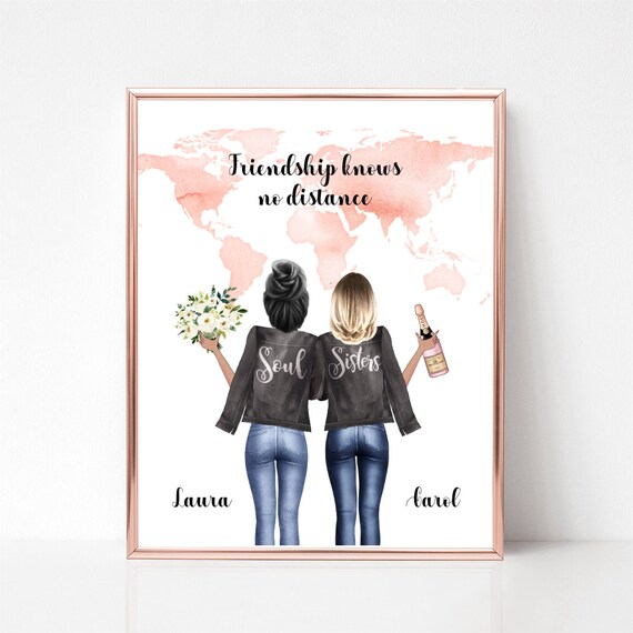 Soul Sisters Friendship Knows No Distance Leather Jacket Poster