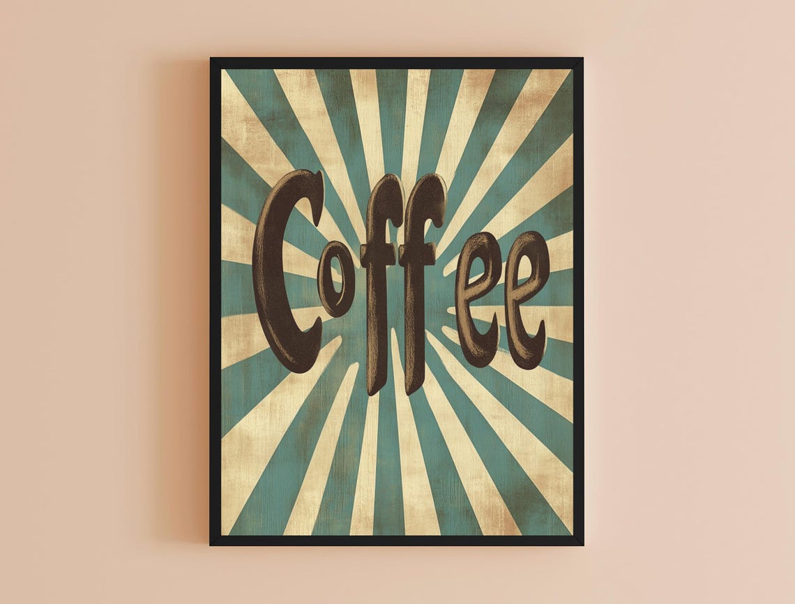 Kitchen Wall Art Print Retro Kitchen Coffee Poster Wall Decor For Dining Room