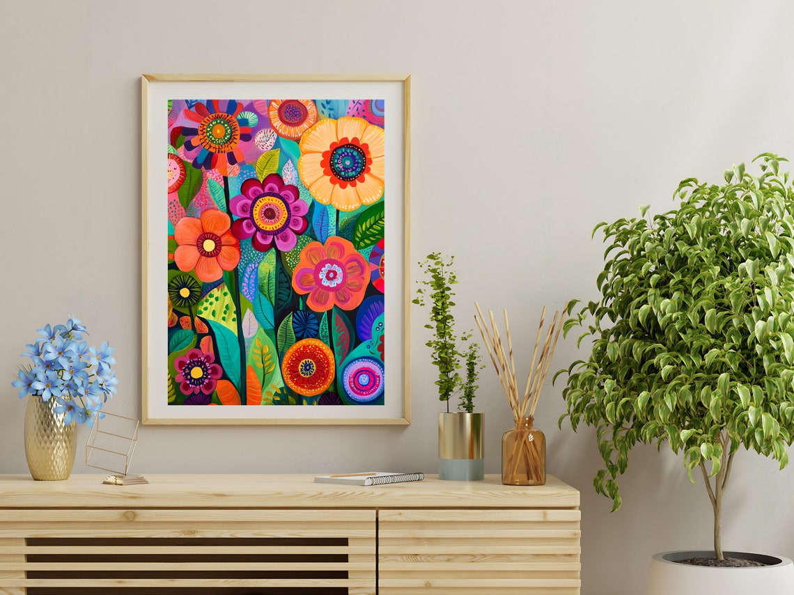 Dopamine Wall Art Whimsical Floral Dcor Maximalist Prints For Living Room Home Office Bold Art Prints - Image 3